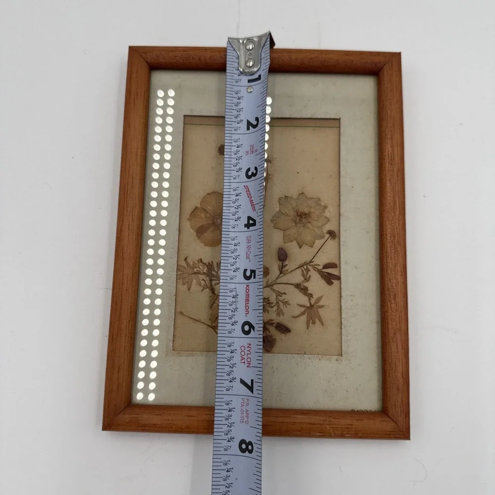 Vintage Pressed Real Flowers Wooden Frame Cottagecore Prairie 7x5